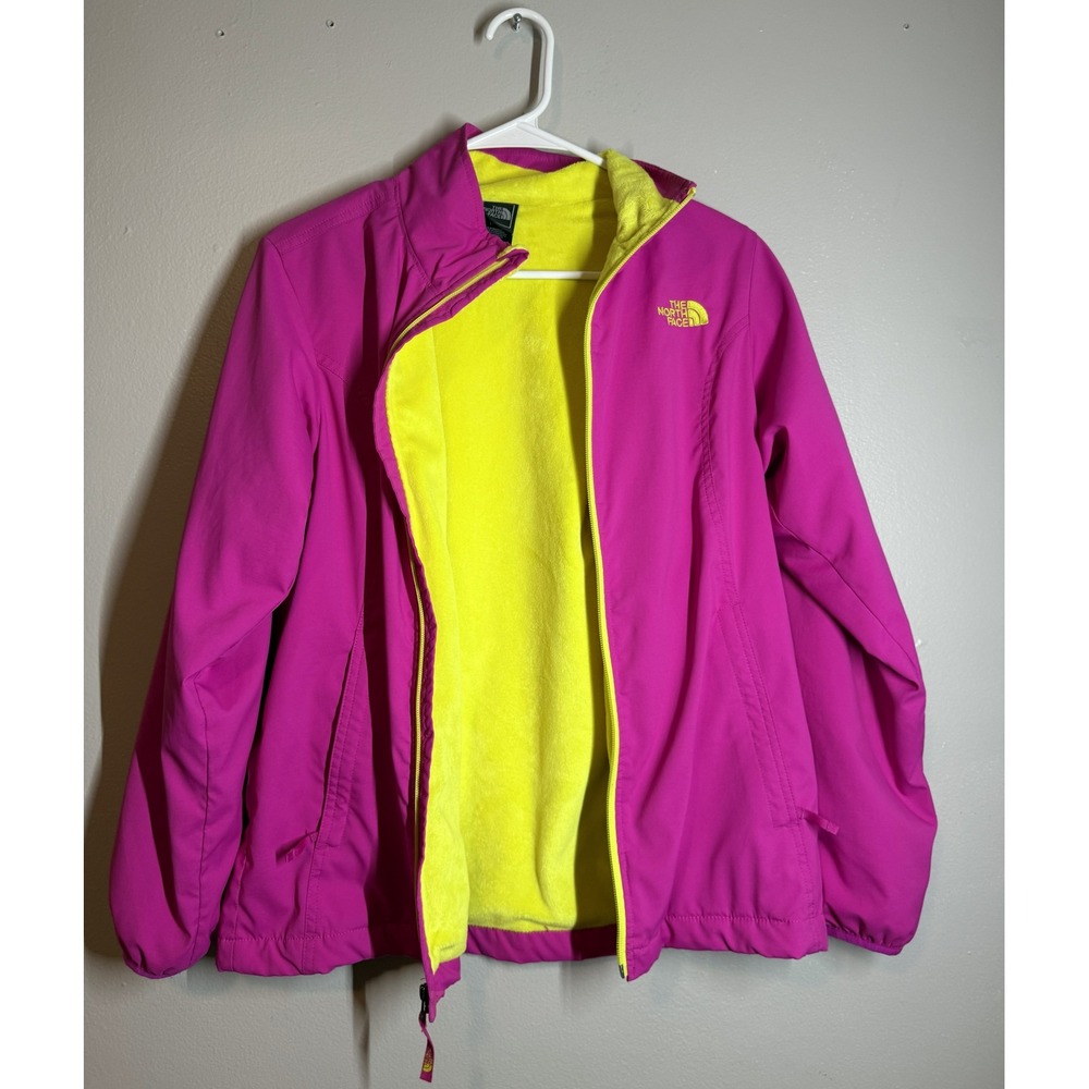 The North Face Youth XL Softshell Fleece Jacket Pink Volt Fits Women's XS S